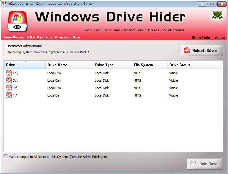 Windows Drive Hider 官方版